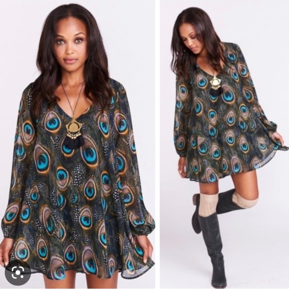 Show Me Your MuMu sz Med Peacock Tunic dress